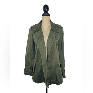 Coldwater Creek Army Military Green Belted Utility Trench Jacket Womens Size 12